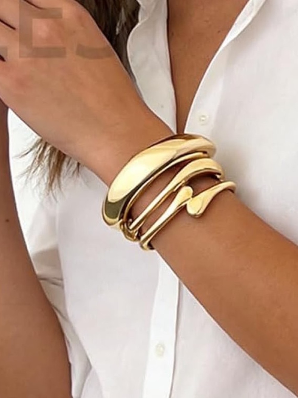 Anthropologie Gold-tone Sculptural Spiral Cuff Bracelet - Picture 3 of 5